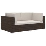 Vidaxl chaises d'angles 2 pcs avec coussins résine tressée marron Vidaxl chaises d'angles 2 pcs avec coussins résine tressée marron
