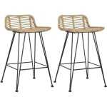 Chaises de bar - vidaxl - lot de 2 - rotin naturel - beige - 46x48x79 cm