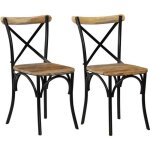 Vidaxl chaises à dossier croisé 2 pcs noir bois de manguier solide Vidaxl chaises à dossier croisé 2 pcs noir bois de manguier solide