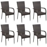Vidaxl chaises empilables d'extérieur 6 pcs résine tressée marron Vidaxl chaises empilables d'extérieur 6 pcs résine tressée marron