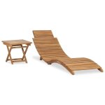 Vidaxl chaise longue pliable avec table bois de teck solide
