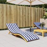 Vidaxl chaise longue rayures bleues et blanches tissu oxford 361421