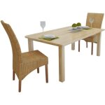 Chaises  manger - vidaxl - lot de 2 - rotin authentique - bois massif - style contemporain