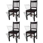 Vidaxl 4x bois de pin chaise salle à manger marron foncé chaise de cuisine 241517 Vidaxl 4x bois de pin chaise salle à manger marron foncé chaise de cuisine 241517