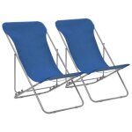 Chaise de plage - vidaxl - pliable - acier enduit de poudre - tissu oxford - lot de 2