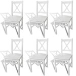 Vidaxl 6x chaise salle à manger bois blanc chaise à manger chaise de cuisine 271496 Vidaxl 6x chaise salle à manger bois blanc chaise à manger chaise de cuisine 271496