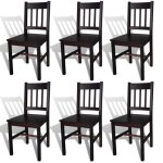 Vidaxl 6x bois de pin chaise salle à manger marron foncé chaise de cuisine 271499 Vidaxl 6x bois de pin chaise salle à manger marron foncé chaise de cuisine 271499
