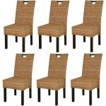 Chaises de salle à manger - vidaxl - lot de 6 - rotin kubu - bois de manguier - confortables et design ... Chaises de salle à manger - vidaxl - lot de 6 - rotin kubu - bois de manguier - confortables et design ...