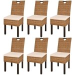 Vidaxl chaises de salle à manger 6 pcs rotin kubu bois de manguier Vidaxl chaises de salle à manger 6 pcs rotin kubu bois de manguier