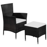 Ensemble de mobilier de jardin - vidaxl - chaise et tabouret - r�sine tress�e - noir - 2 coussins