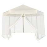 Vidaxl chapiteau pliable hexagonal avec 6 parois latrales blanc crme tente 42109