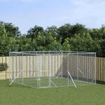 Vidaxl chenil d'extrieur pour chiens argent 4x4x2 m acier galvanis 3190455