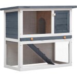 Clapier dext�rieur - vidaxl - 1 porte - gris et blanc - bois de sapin massif - 90 x 45 x 80 cm