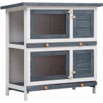 Vidaxl clapier d'extérieur 4 portes gris bois Vidaxl clapier d'extérieur 4 portes gris bois