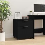 Vidaxl classeur mobile avec roues noir 45x38x54 cm bois d'ingnierie 811521