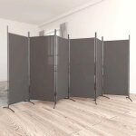 Vidaxl cloison de sparation 6 panneaux sparateur de pice pliable diviseur cran d'intimit paravent ...