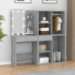 Vidaxl coiffeuse  led avec armoires table de coiffeuse table de maquillage meuble de chambre  coucher ...