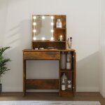 Vidaxl coiffeuse avec led table cosmtique meuble de rangement coiffeuse avec miroir meuble de chambre ...