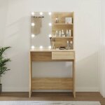 Vidaxl coiffeuse avec led, table de maquillage avec tagres et tiroir, table cosmtique de chambre, ...