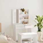 802804 vidaxl coiffeuse avec miroir blanc 74, 5x40x141 cm