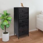 Vidaxl commode noir 42x35x110 cm bois de pin massif recyclé 349928 Vidaxl commode noir 42x35x110 cm bois de pin massif recyclé 349928