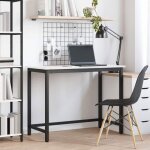 Vidaxl console extensible blanche 100 x 50 x 77 cm - bois ding�nierie & acier hauteur r�glable