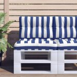 Vidaxl coussins de palette 2 pcs rayures bleues / blanches tissu 360682