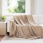 Vidaxl couverture plaid camel 240 x 220 cm en fleece doux - beige