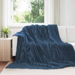 Vidaxl couverture polaire bleu marine 240 x 220 cm - plaid l�ger et doux
