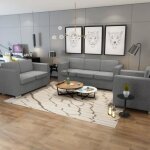 Ensemble de canaps - vidaxl - 3 pices - tissu - gris clair - confort moelleux