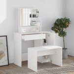 Vidaxl ensemble de coiffeuse table de maquillage tabouret table de coiffeuse meuble de chambre  coucher ...
