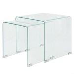 Ensemble de tables gigognes - vidaxl - 2 pices - verre tremp - transparent - design contemporain