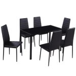 Vidaxl ensemble de table � manger sept pi�ces noir