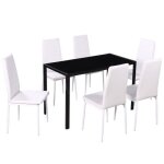 Vidaxl ensemble de table  manger sept pices noir et blanc