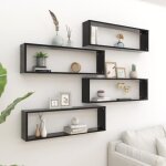 Vidaxl tagres cube murales 4 pcs noir 100x15x30 cm agglomr