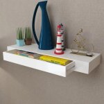 Vidaxl tagre murale avec 1 tiroir mdf blanc rangement de livres