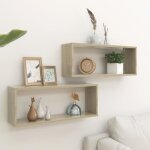 Vidaxl tagres cube murales 2 pcs chne sonoma 60x15x23 cm agglomr