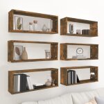 Vidaxl tagres murales cube 6 pcs chne fum 60x15x23 cm bois 815926