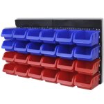 Étagère à outils de garage - vidaxl - 2 pcs - plastique - bleu et rouge - bacs amovibles Étagère à outils de garage - vidaxl - 2 pcs - plastique - bleu et rouge - bacs amovibles
