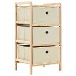 Vidaxl tagre de rangement 3 paniers non tisss bois de cdre beige