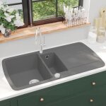 Vidaxl Évier de cuisine en granit double bac gris décor de cuisine maison 142947 Vidaxl Évier de cuisine en granit double bac gris décor de cuisine maison 142947