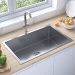 Vidaxl evier de cuisine fait  la main maison intrieur lavabo de salle de bain argent acier inoxydable ...