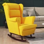 Vidaxl fauteuil  bascule et pieds en bois massif d'hva fauteuil de dtente salon salle de sjour chambre ...