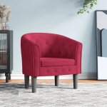 Vidaxl fauteuil cabriolet rouge bordeaux velours 356475