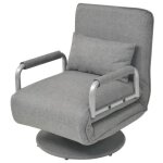 Fauteuil pivotant et canap - lit - vidaxl - gris clair - tissu - 1 place - modulable