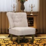 Vidaxl fauteuil de style france crme tissu 240286