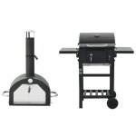 Vidaxl four  pizza et barbecue d'extrieur 3 en 1 noir