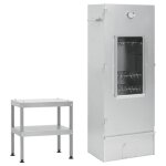 Vidaxl fumoir  four  barbecue avec table acier galvanis 3187615