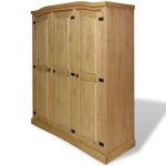 Garde - robe - vidaxl - gamme corona - 3 portes - bois massif - style mexicain