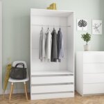 Vidaxl garde - robe blanc 100x50x200 cm bois dingénierie 800603 Vidaxl garde - robe blanc 100x50x200 cm bois dingénierie 800603